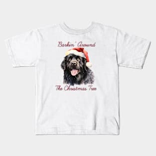 Christmas Newfoundland Dog in Santa Hat Kids T-Shirt